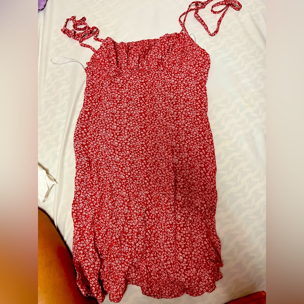 red floral sundress